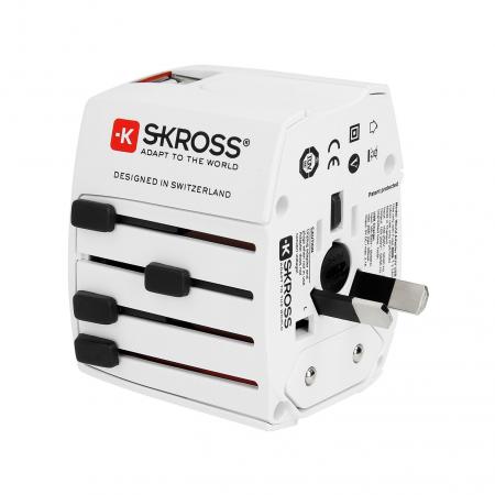 Skross - Universele wereldstekker - World adapter MUV Power pack - 2500 mA - Wit